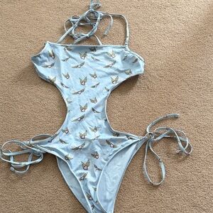 Frankie’s Bikinis Cutout One Piece Swimsuit - Light Blue